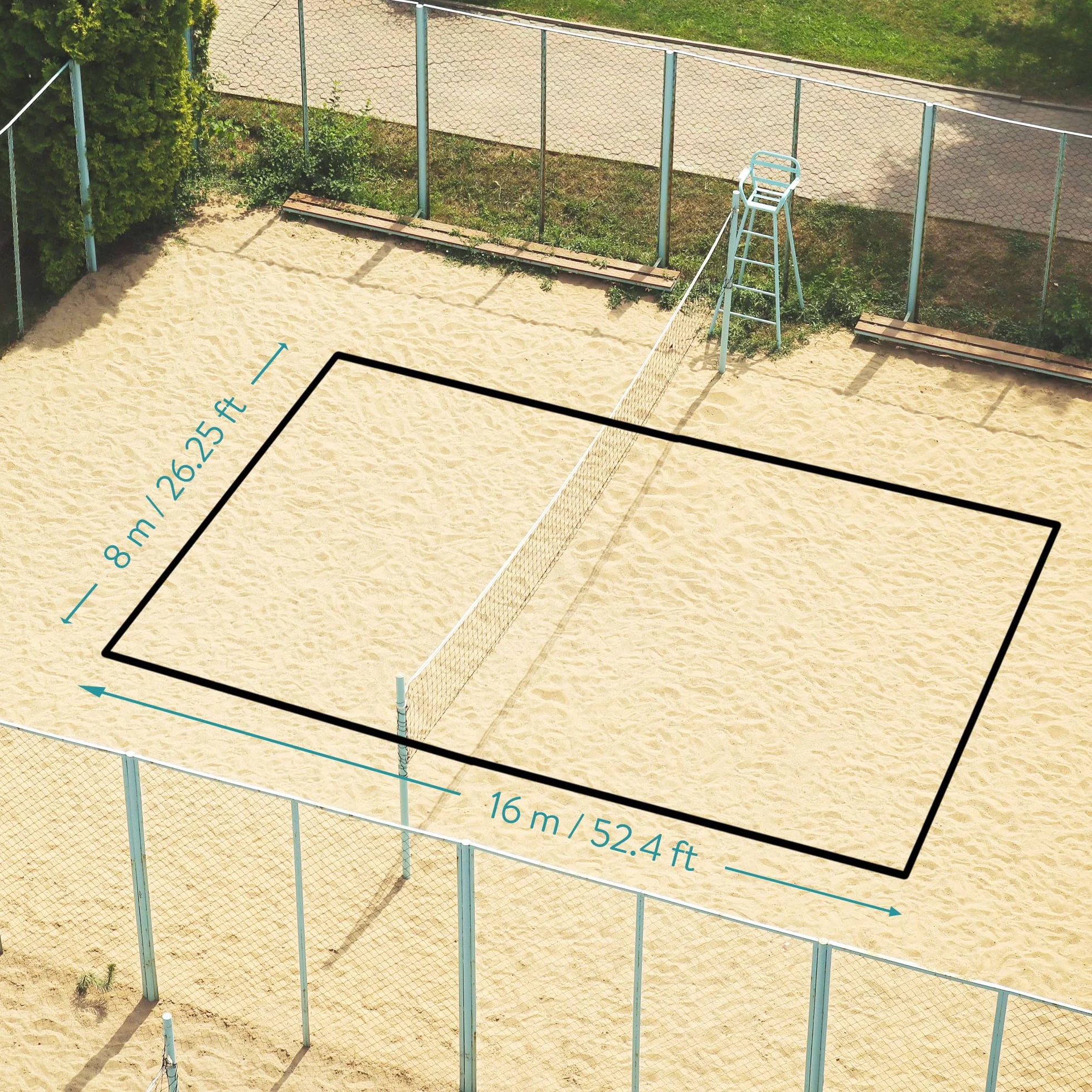Navaris Beachvolleyball Linien Set mit Tragetasche - Volleyball Linien für Beach Volleyball Feld - Spielfeldmarkierung Markierung auch für Hockey Racket Ball u.a.