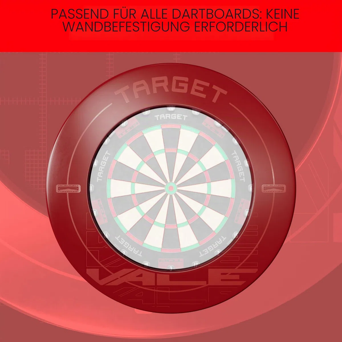 Target Darts Pro Tour & VALE Dartscheibe Surround (Rot/Schwarz/Vale) | Dartscheibe Wandschutzring, Außenwandschutz für Dartscheiben, Kompatibel mit jeder Scheibe | Professionelles Dartzubehör