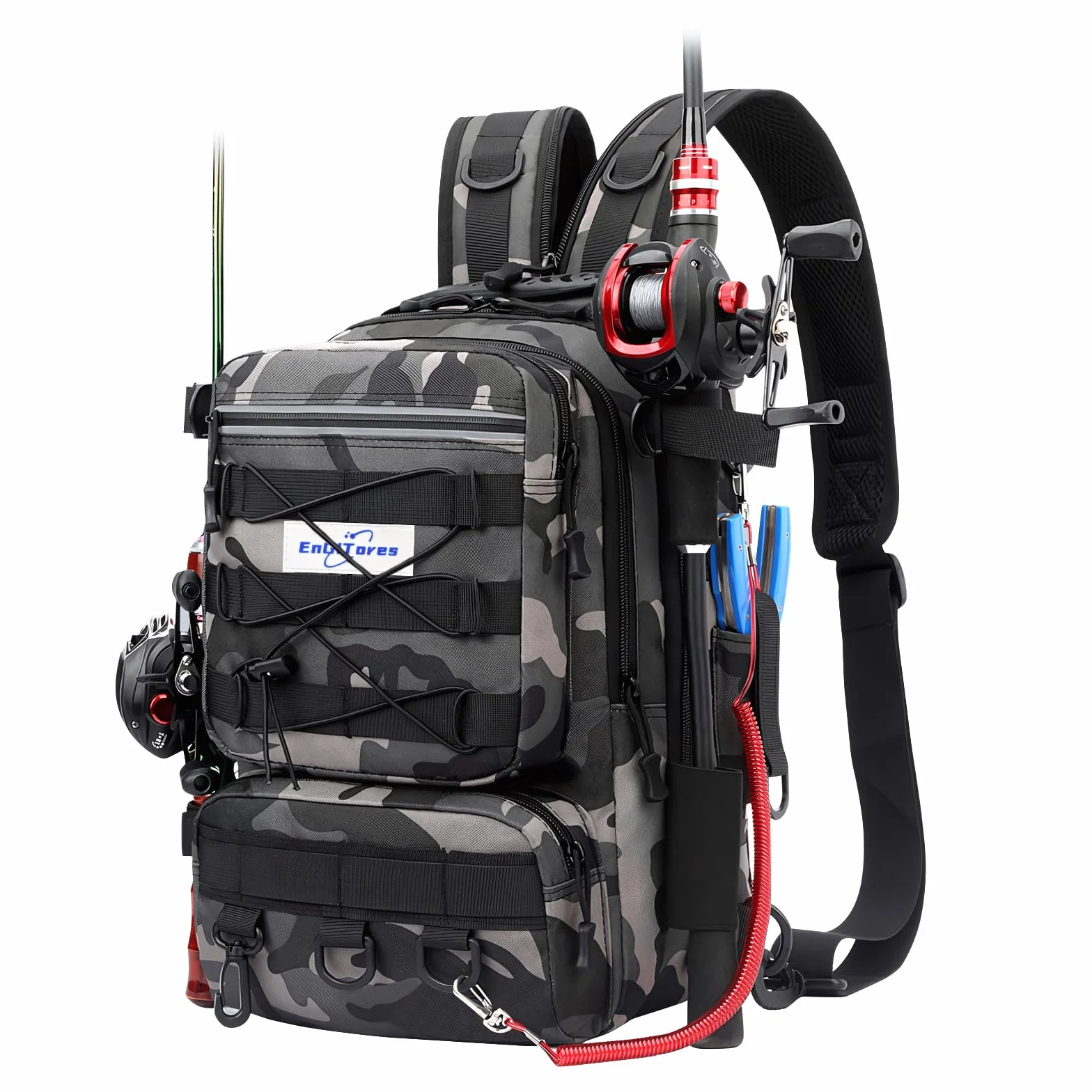 Angelrucksack, Angelzubehör Rucksack mit Rutenhalter wasserdichte Outdoor Angeltasche, Angelrucksack Tasche, Angelbox Aufbewahrungstasche, Angelrucksacks zum Angeln Camping Wandern Reisen
