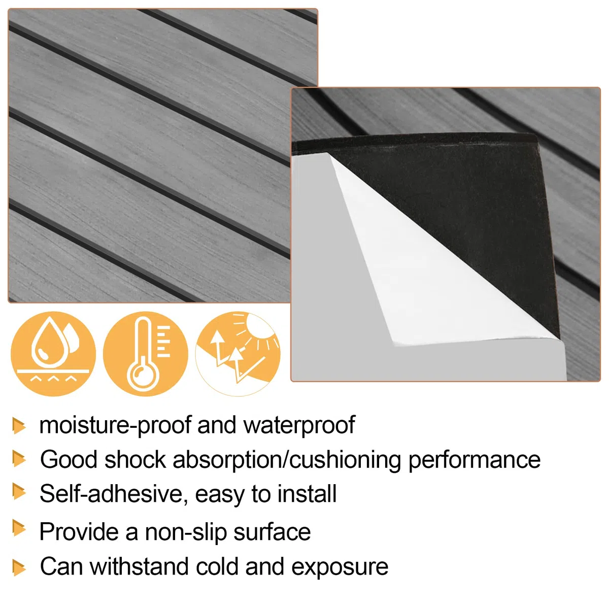 Bodenbelag Matte Eva Selbstklebend, Bootsbodenmatte in Teak-Optik, Zuschneidbarer Marine Deck Bodenbelag für Boot, Yacht, Surfbrett, Wohnmobil, Poolbereich