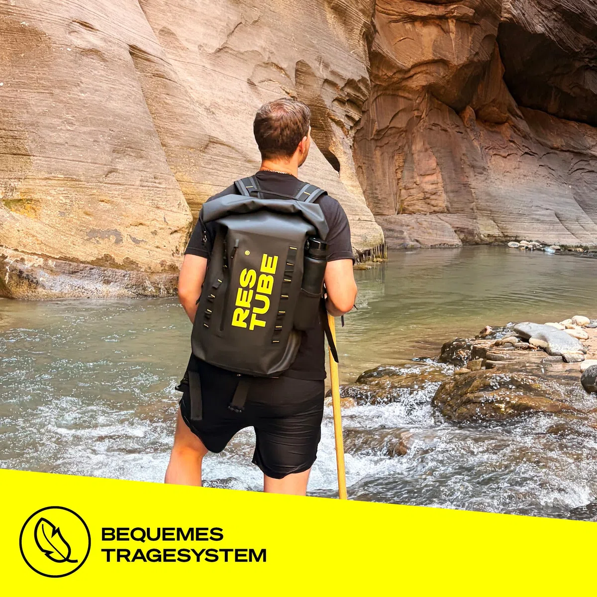 Restube Coast 25L wasserdichter Rucksack - Wasserfester Rolltop - Laptop-Fach - Flaschenhalter - Daypack für Alltag, Pendeln, Fahrrad, Outdoor & Abenteuer am Wasser