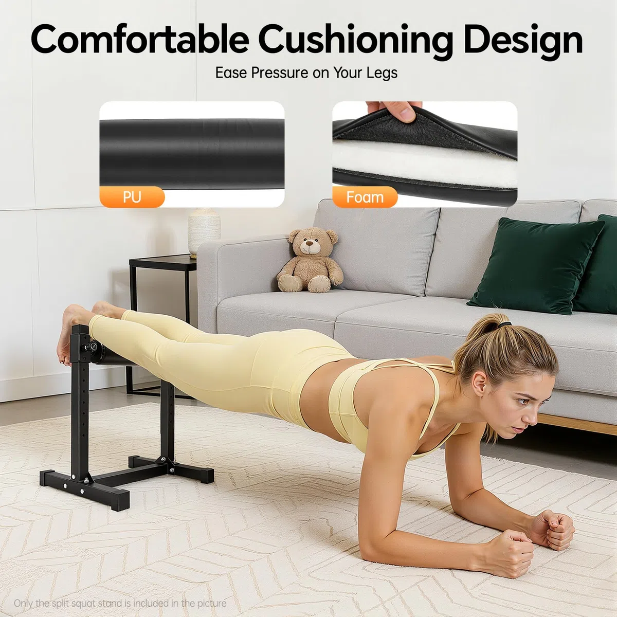 Bulgarischer Split Squat Stand, Single Leg Squat Roller Stand mit 9 Verstellbaren Rollenhöhen Lower Body Specialty Machine für Kniebeugen Beinausfallschritte