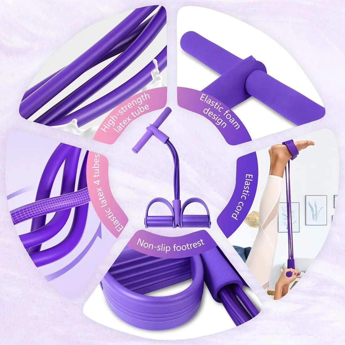 2 Pcs bauchtrainer für zuhause, Bauchtrainer für Zuhause, Fitness-Set mit Expander Fitness und Rückentrainer, Sportgeräte für Zuhause zur Stärkung von Bauch, Beinen und Rücken, TPE-Material
