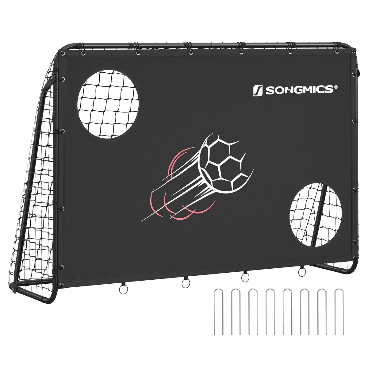 SONGMICS Fußballtor, mit Torwand, für alle Altersgruppen, Stahlrohre, PE-Netz, Outdoor, Garten, Strand