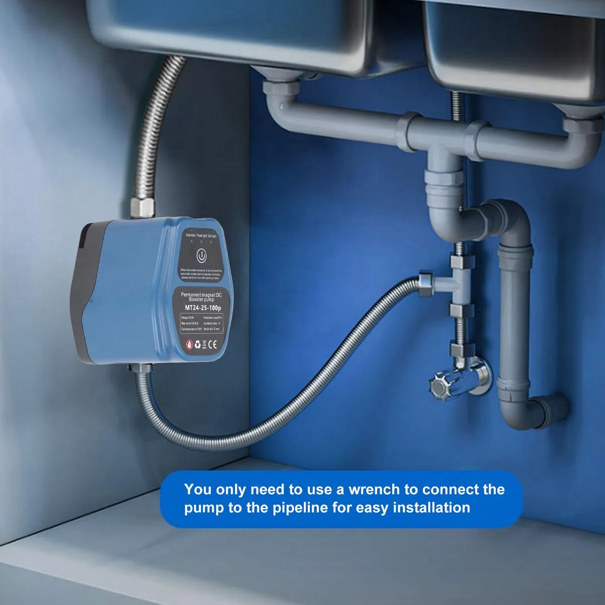Wasser Druckverstärker Pumpe 100W 24V 25L, automatische Duschpumpe IP56, intelligentes Sensing