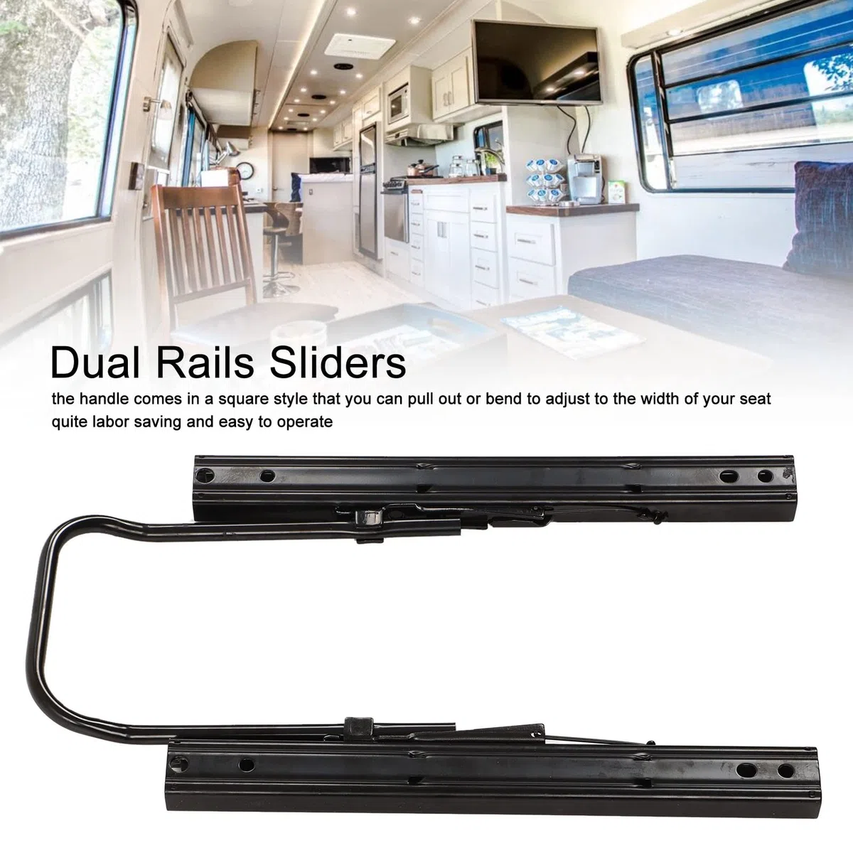 Aramox Sitzschienen-Set, Doppelt Verriegelbare Sitzgleitschienen, Sitzschienen-Set aus Stahl, Doppelschienen, Doppelt Verriegelbar, Verstellbare Sitzschienen für Wohnmobile, Boote, LKW