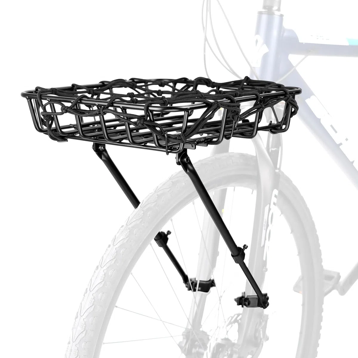 WEEROCK Fahrradkorb mit vorderem Gepäckträger, breiter Fahrradkorb mit Stützstangen, Aluminium-Vorderradkorb für Mountainbike, Beachbike und Rennrad
