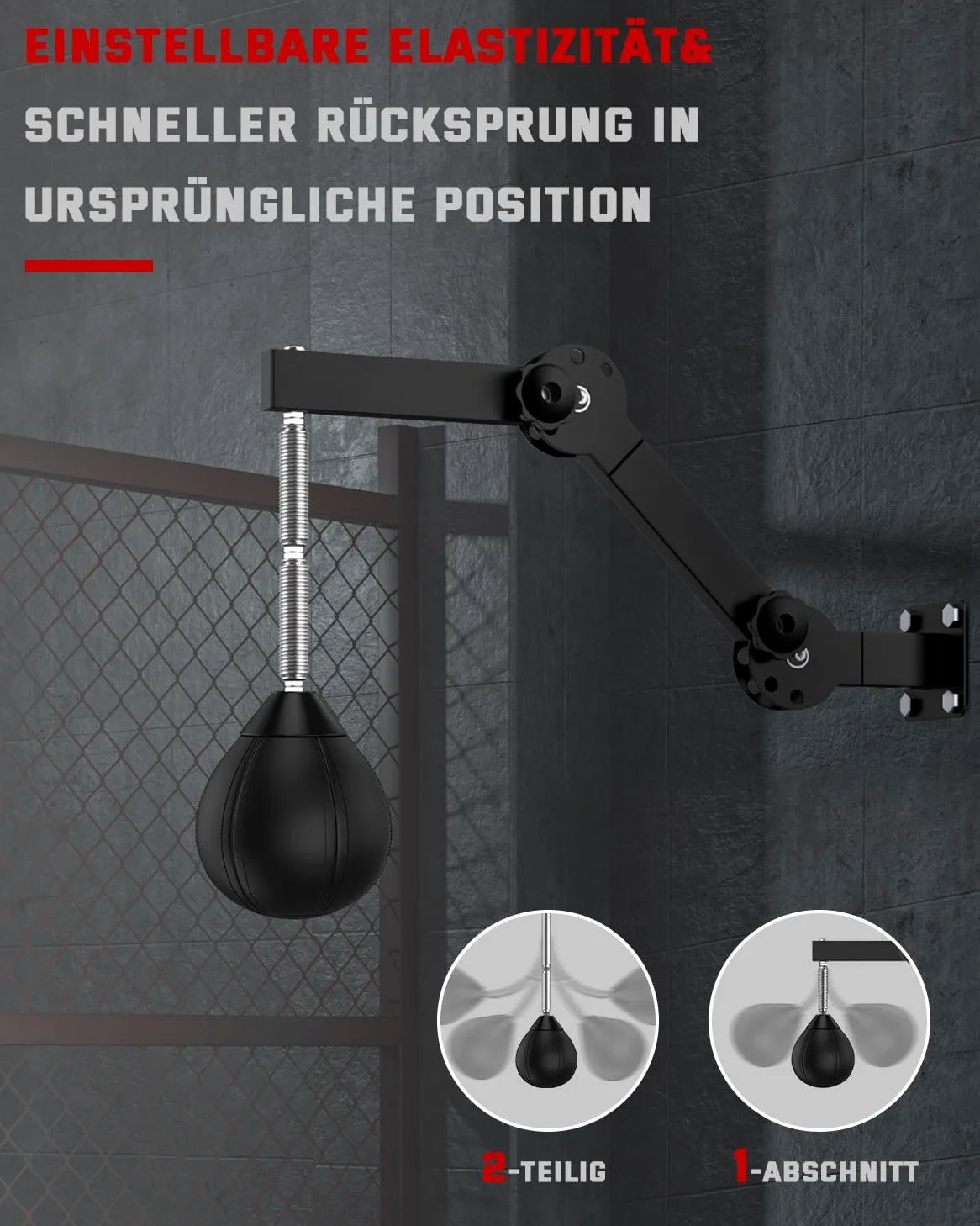 IMAYCC Speedball Boxsack, Wandmontage, Höhenverstellbar, Reflex Ball, Für Erwachsene, Männer, Frauen und Kinder (Schwarz)