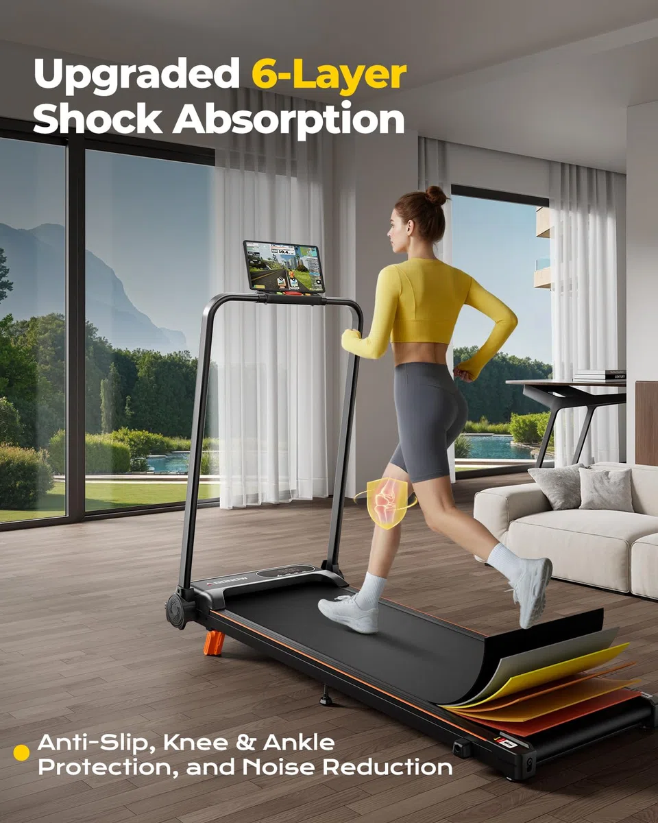 Abonow Klappbares Laufband mit Steigung， 3-in-1 Untertisch-Laufband, ultradünnes Design, geeignet für Homeoffices, kompakte Mini-Laufmaschine, inklusive Fernbedienung, perfekt für kleine Räume, 130 kg