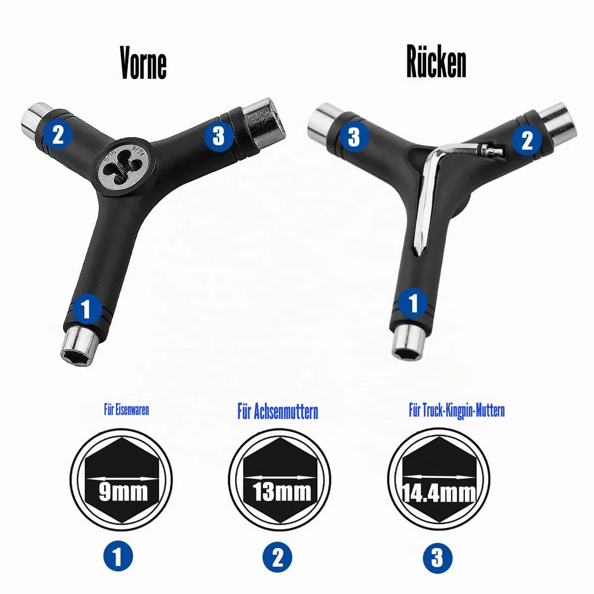 15 stücke All-In-One Skate Tools Multifunktions Tragbares Skateboard Y-Tool Zubehör mit Inbusschlüssel Hex Key Skateboard Zubehör, für Longboard Skate Scooter
