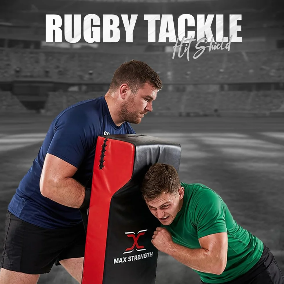 MAXSTRENGTH Rugby Hit Shield Heavy Duty Professional Grade Tackle Wedge Hit Shield Pad High Density Foam Wedge Rucking Tackle Shields (Rot/Schwarz, Einzel)