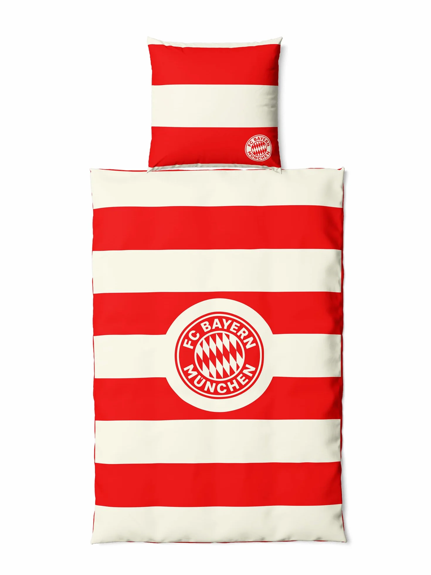 FC Bayern München Bettwäsche Flanell 135 x 200 cm (Rot/Weiß) I Feinbiber Bettbezug mit Kissenbezug 80 x 80 cm & Vereinswappen I Offiziell lizenziert
