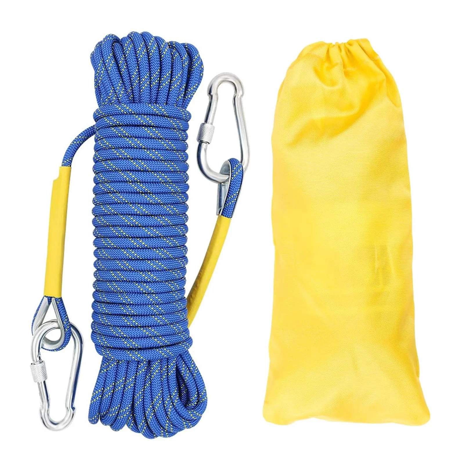 Kletterseil 10mm Outdoor-Seil 40m Statisches Kletterseil Feuerrettungs-Fallschirm-Seil Geflecht Nylon mit 2 Stahlhaken für Wandern Outdoor Bergsteigen Sport Camping