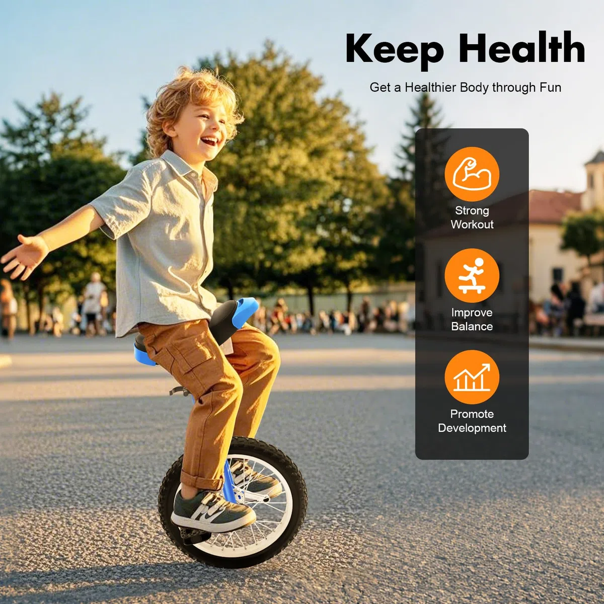 16 Zoll Einrad, Höhenverstellbar Einrad Balance Training, Gleichgewichtstrainingeinrad für 1,2–1,55m Radfahrer, Einradständer für ab 7 Jahren, Kinder, Erwachsene und Fachkräfte