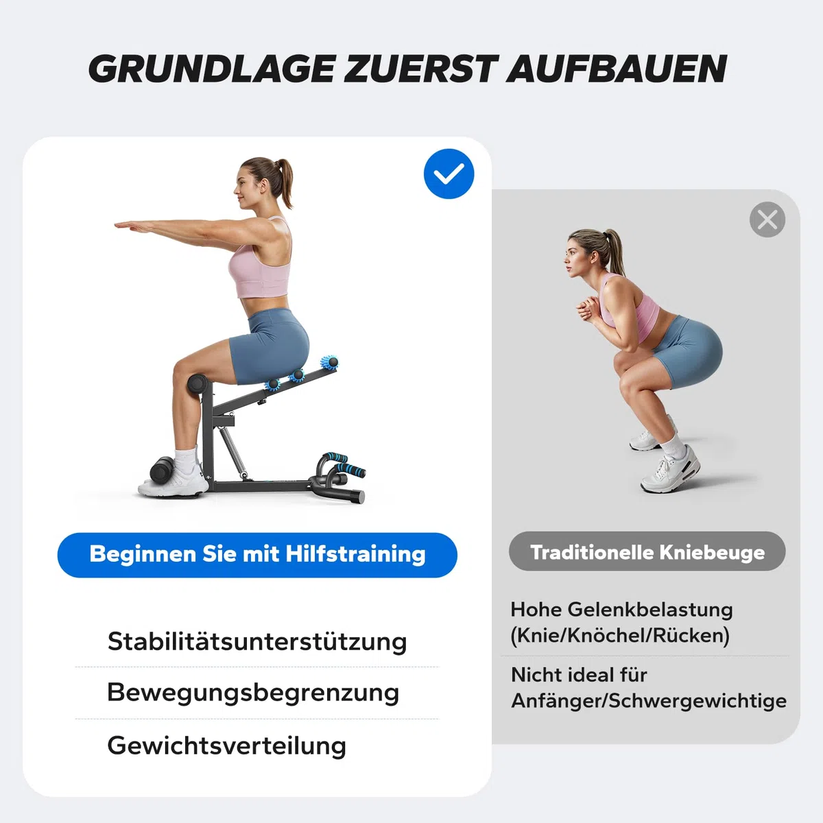 MERACH Kniebeugen Maschine, Deep Squat Machine mit 3 Stufen Widerstand & MAX 136 KG, Sicher & Einfach zu Bedienen, Kniebeugen Trainer für Fitness, Straffung, Rehabilitation, Krafttraining