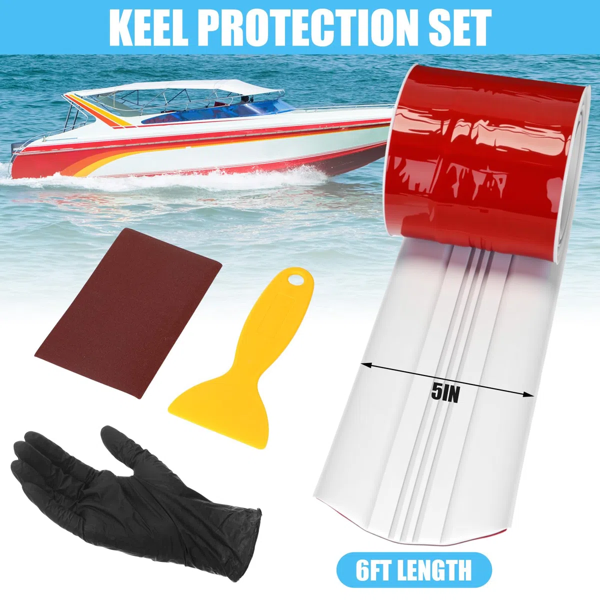Kielschutz für Fiberglas-Boote, selbstklebender Kielschutz für Fiberglas- und Aluminiumboote, einfach zu installieren, schützt vor Felsen und Rampen, 12,7 cm Breite