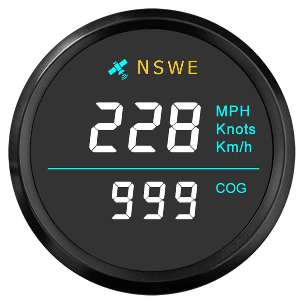 ELING 52 mm Universal-GPS-Tachometer 0–999 km/h mph Knoten mit Kurs über Grund mit Hintergrundbeleuchtung 12 V 24 V für Marine-Segelboote