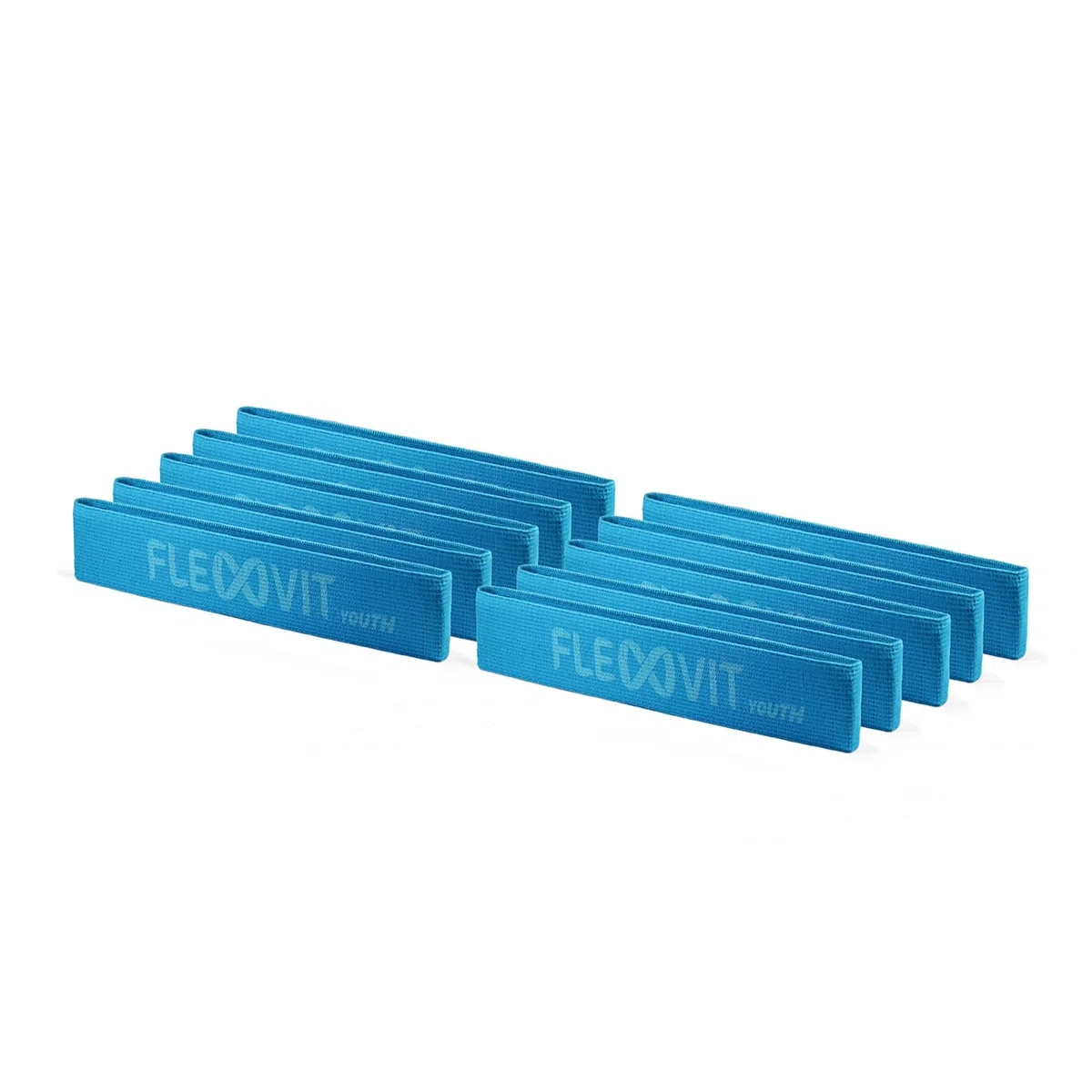 FLEXVIT Mini Youth 10er Set - Fitnessbänder für Kinder & Jugendliche | Widerstandsbänder für Schule, Verein, Teamsport, Krafttraining & Athletik | Hautfreundlich, reißfest & waschbar | Made in Germany