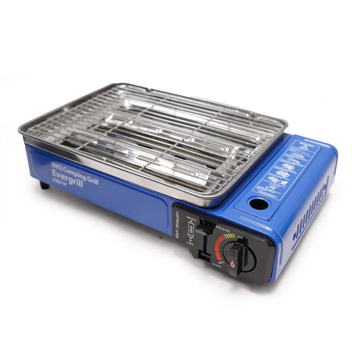 Butangas Camping Grill Evergrill - Inkl. 4 Gaskartuschen - Gasgrill - Campingkocher - Tischgrill - Tischgrill - Notfallpaket