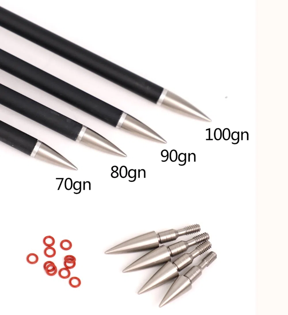 ACCMOS 12Stück Pfeilspitzen für Bogenschießen 70/80/90/100/125/150 Grain Jagd Übung Pfeilspitze Verjüngt Rostfreier Stahl Pfeilspitze