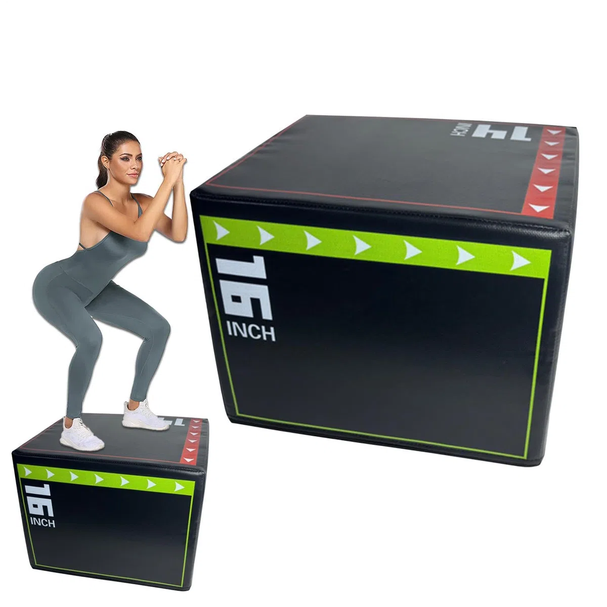 Generisch Sprungbox Für Training - rutschfeste Stoßfeste Plyo Box | Sprungtraining Tool, Verschleißfeste Fitnessgeräte Für Zuhause Gym, Soft-Schaumstoff-Kern, Gelenkschonendes Workout, Schwarz