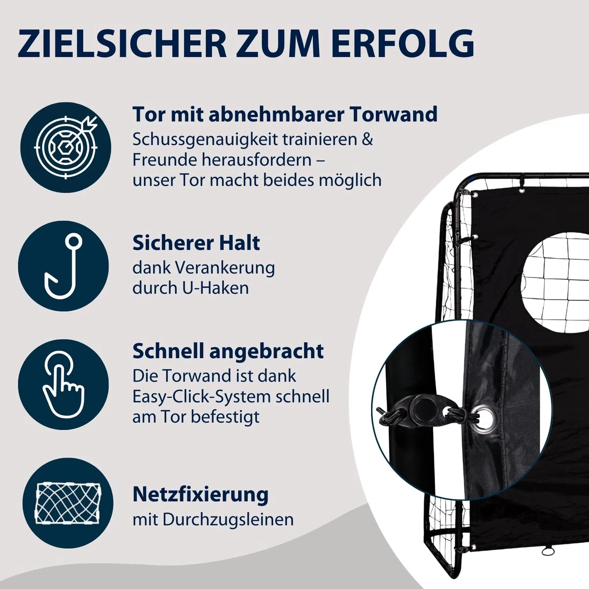 HUDORA Fußballtor Trainer mit Torwand - robustes Outdoor Fußballtor für Kinder & Erwachsene - Torwand mit zwei verstärkten Schusslöchern - wetterfestes Fußballtor für Training & Freizeit