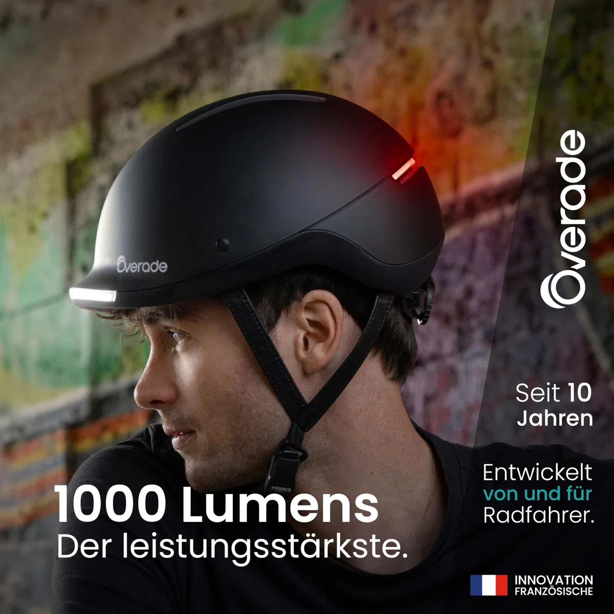 Overade European Innovation - Life Helm Für Fahrräder Und Scooter, Mit Starker Beleuchtung Vorne/Hinten, Inkl. Oximote Blink-Fernbedienung, Einheitsgröße
