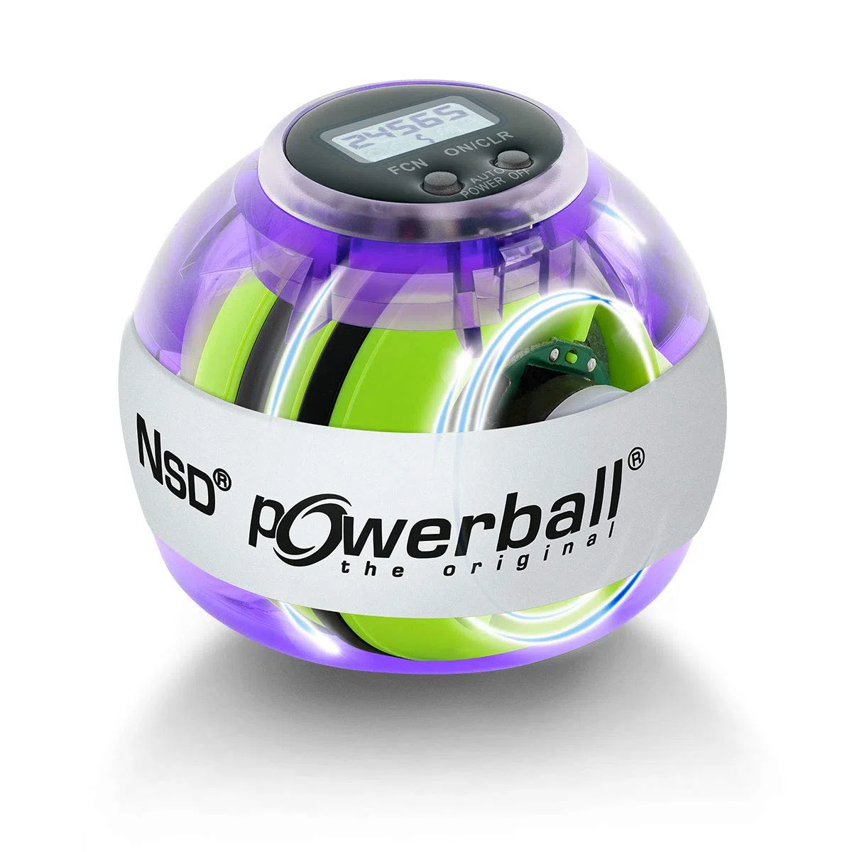 Powerball Autostart Multilight Max, gyroskopischer Handtrainer mit blau-rotem Lichteffekt inkl. Aufziehmechanik und Drehzahlmesser, transparent-violett, das Original von Kernpower
