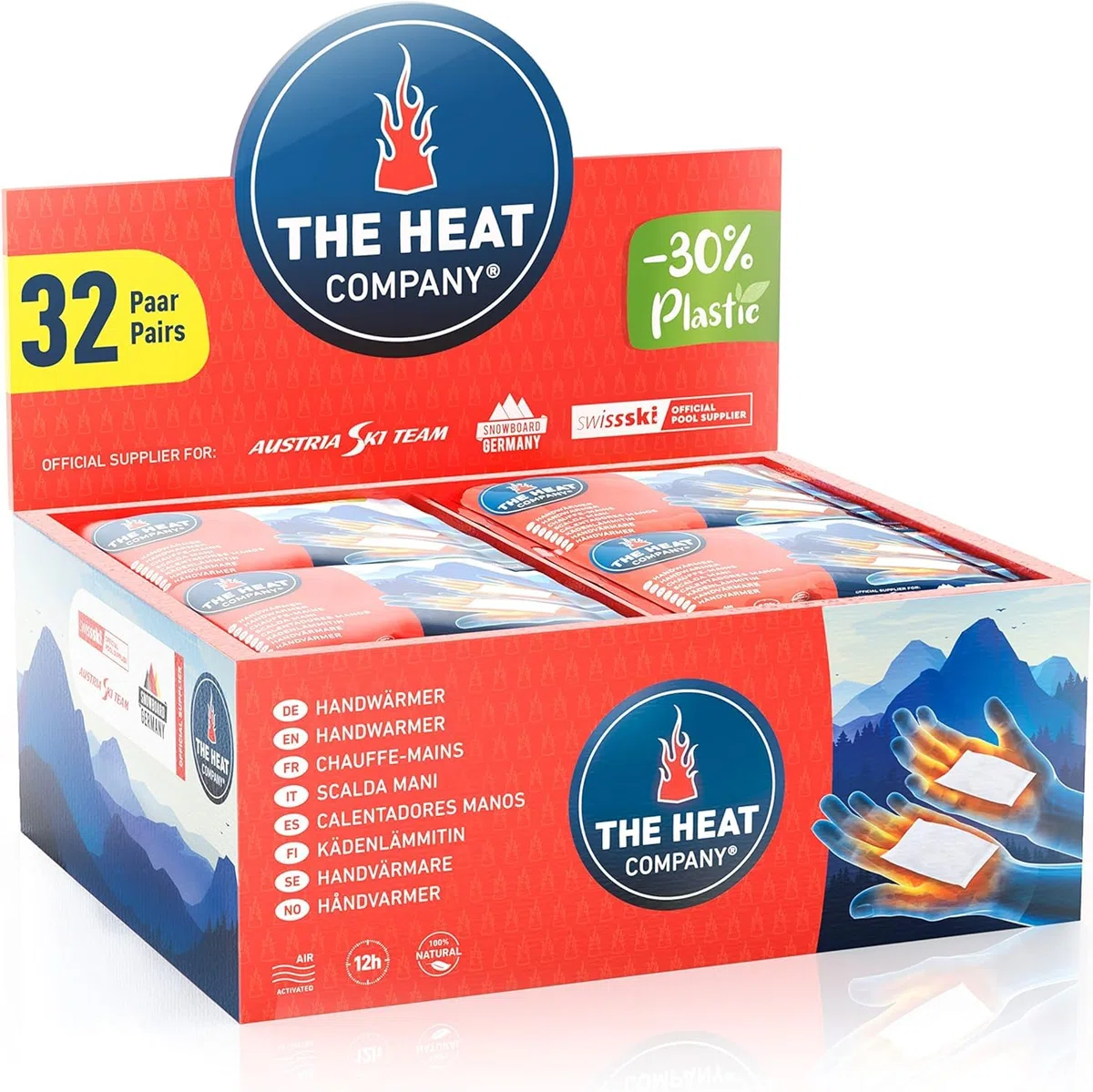 THE HEAT COMPANY Handwärmer - Neu: 30% weniger Plastik - EXTRA WARM: 12 Std. Wärme für die Hände - 10, 16, 32 oder 40 Paar - luftaktivierte Wärmepads - Taschenheizung gegen kalte Hände