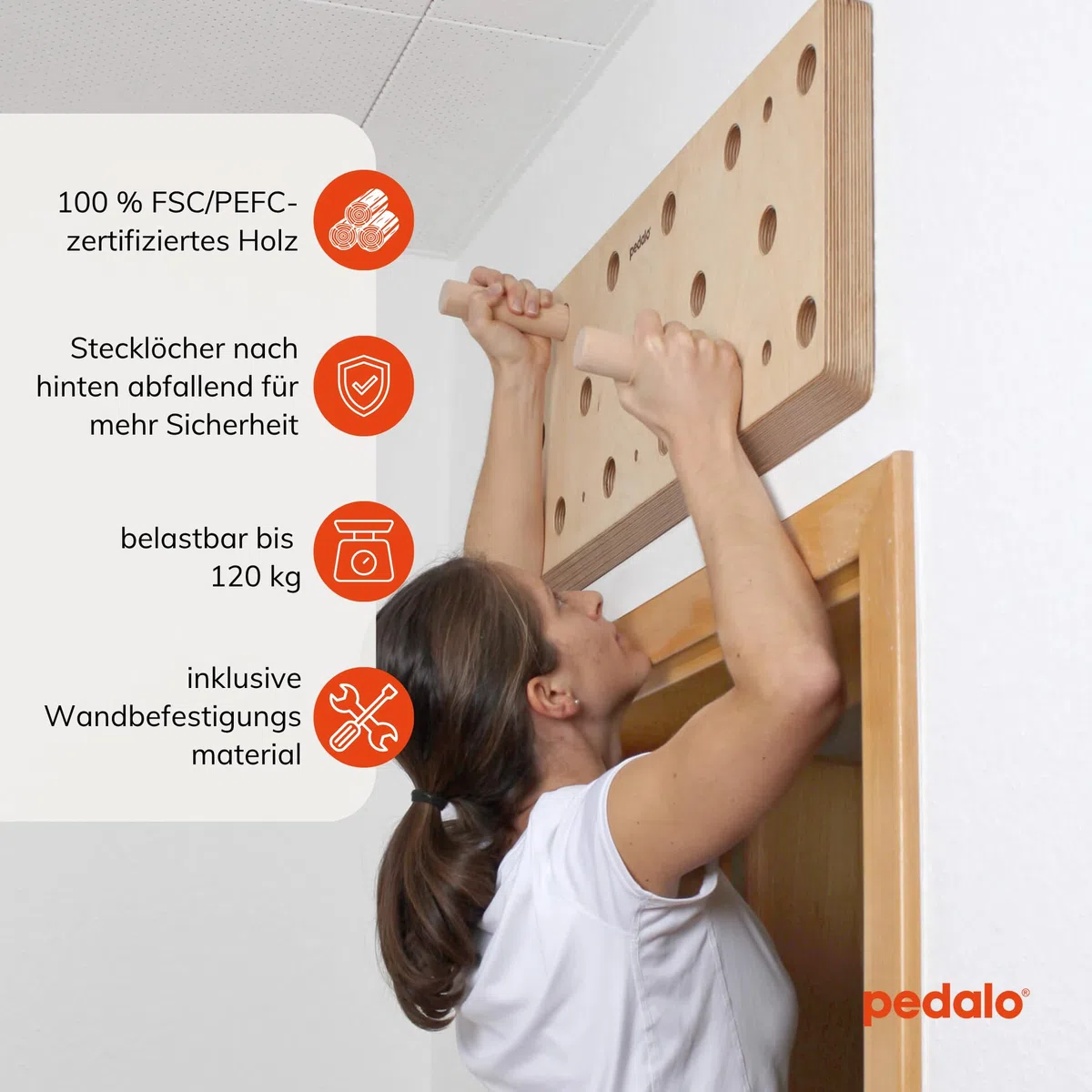 pedalo® Kletter Trainingsboard 300 I Kletterboard I Pegboard I Klettern I Griffkraft I Bouldern I Hangboard I Klimmzug I Fingertraining