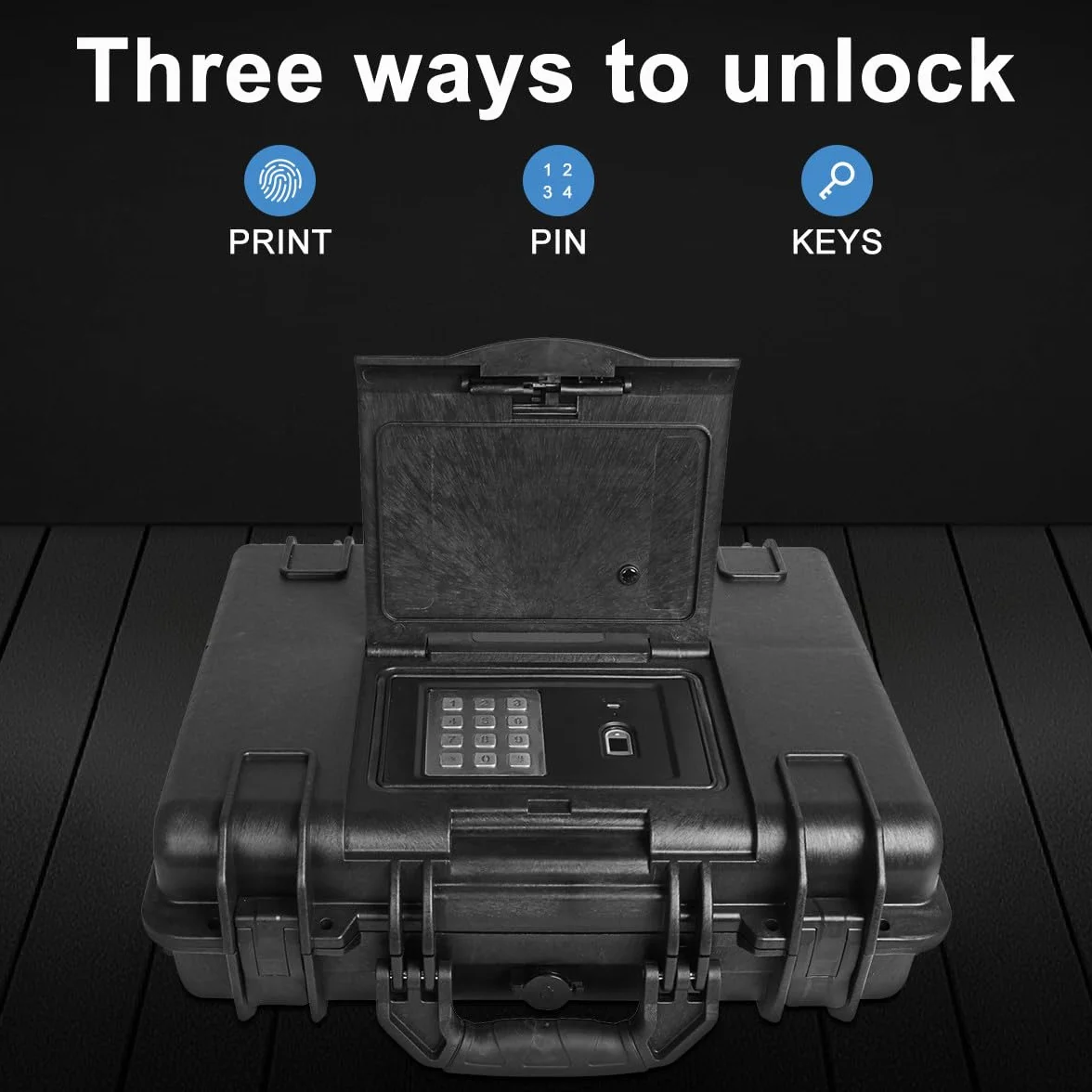 Qisan Waffentresore für Pistolen Tragbare Safe LockBox, Wasserdicht Sicherheitsbox Anti Diebstahl，Safe LockBox mit Schlüsselschloss und digitalem Passwort，Stahldr，mit Kabel