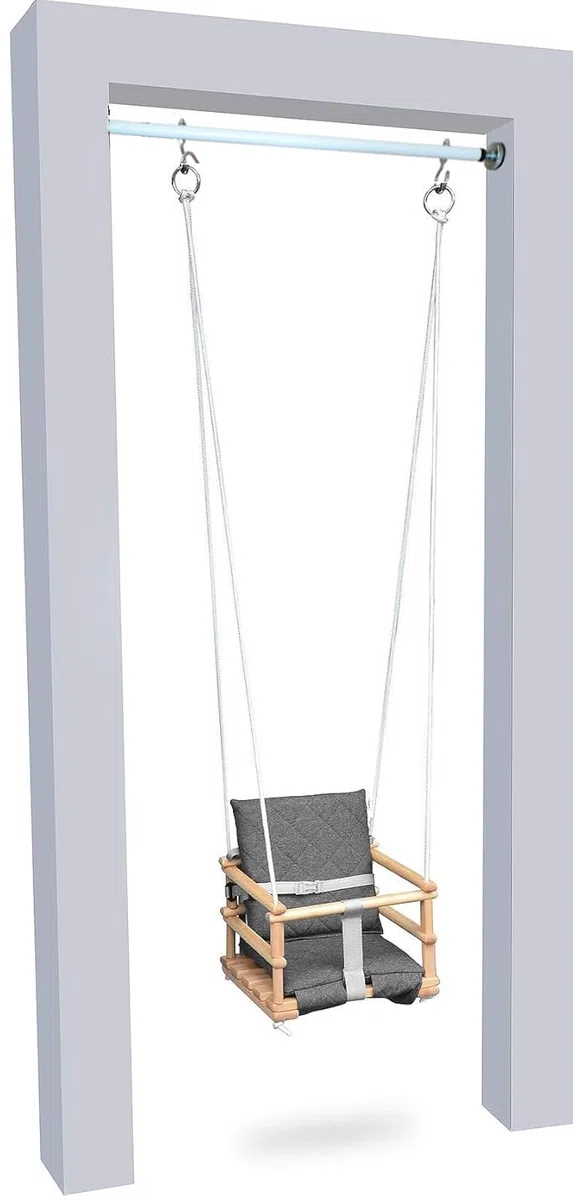 Klimmzugstange - für Türrahmen - mit Haken für Kinderschaukel - Montage ohne Bohren - Reckstange aus Metall - Pull Up Bar - Training-, Fitnessgeräte für Zuhause - Weiß - 70 cm