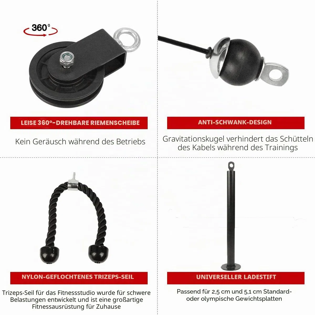 LFJ Fitness Latzug Gym Kabelzug Unterarmtrainer Arm-Krafttraining Trizeps Seil Gewicht Fitnessgerät Trainer DIY Latzugturm für Zuhause Sportgeräte Fitness Kabelmaschine