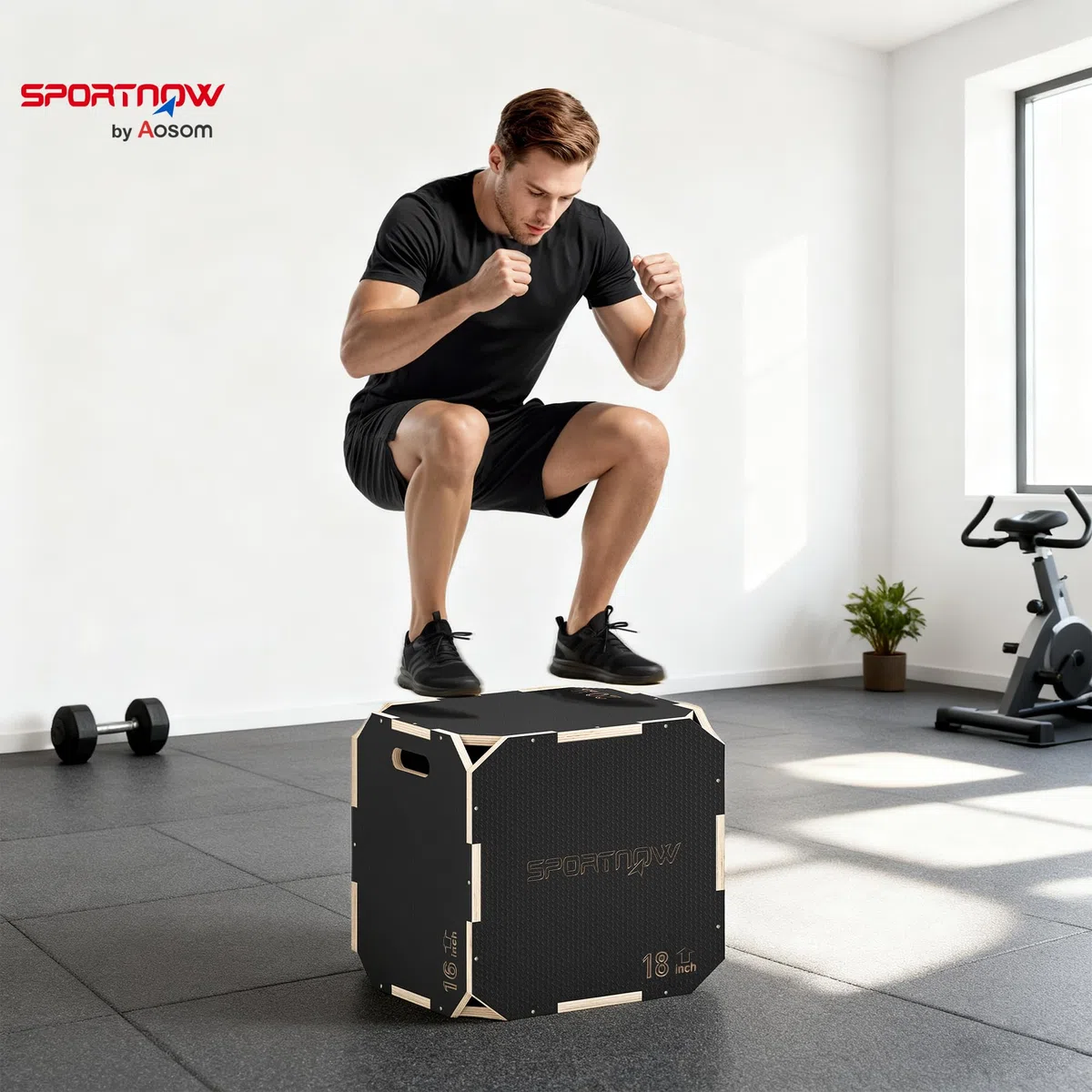 SPORTNOW 3-in-1 Plyo Box Plyometrische Sprungbox mit 3 Sprunghöhen Griffen Kantenfreie Step-Up Jumping Box Plyometric Platform Fitnessgerät für Plyometrisches Training Workout