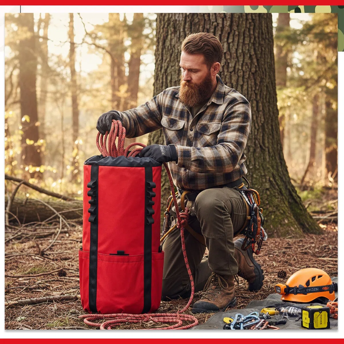 Aufbewahrungstasche für Baumpfleger, 30 l, Baumkletterseil, Arboristen-Ausrüstung, Eimer, Rucksack, wasserdichte Tasche, großes Fassungsvermögen, mit seitlichen Aufbewahrungstaschen, robuste