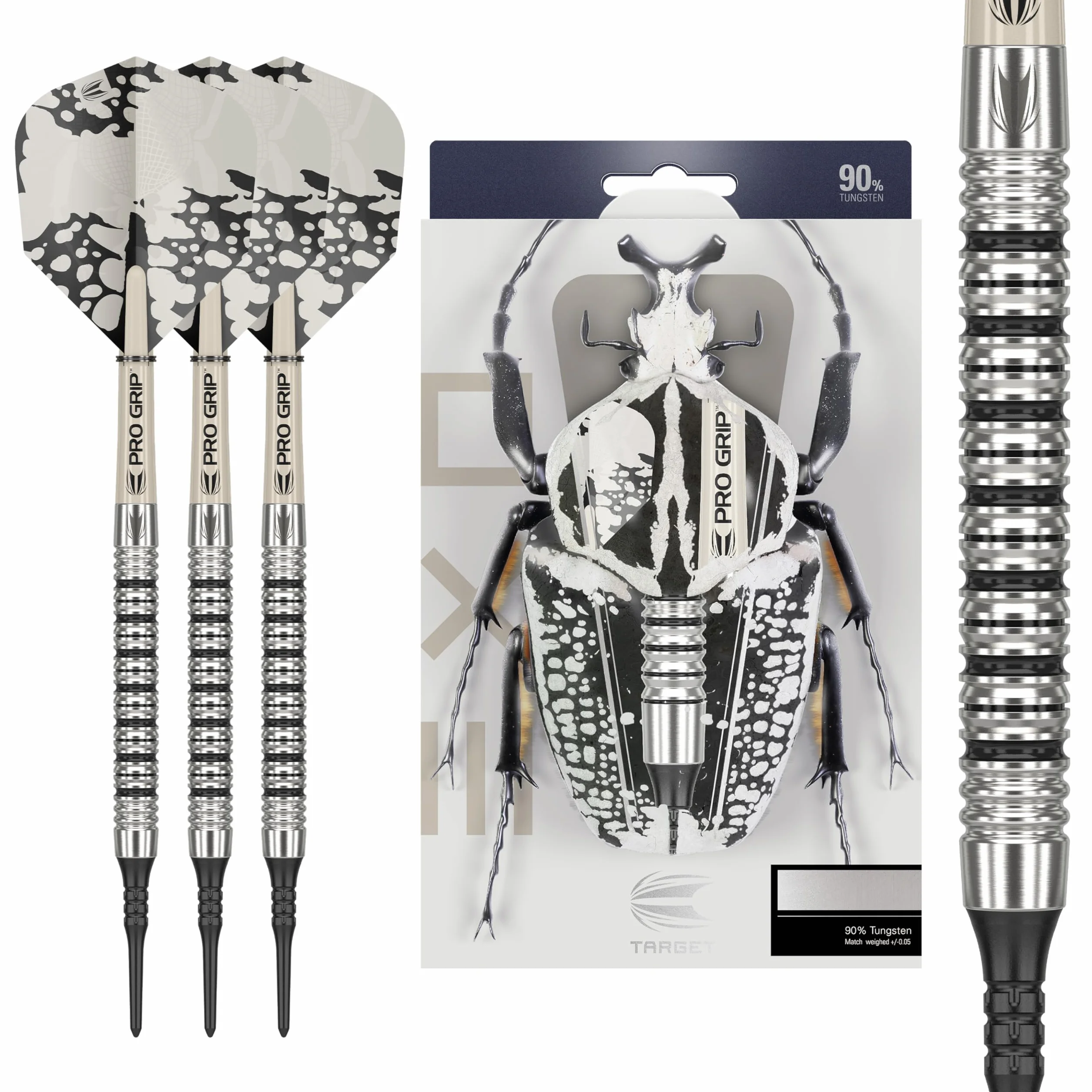 Target Darts EXO Edition 90% Wolfram Soft Tip Darts Set – Professionelle Soft Tip Dart Sets, Pixel Tip Darts mit Pro Grip Schäfte und No.6 Flüge