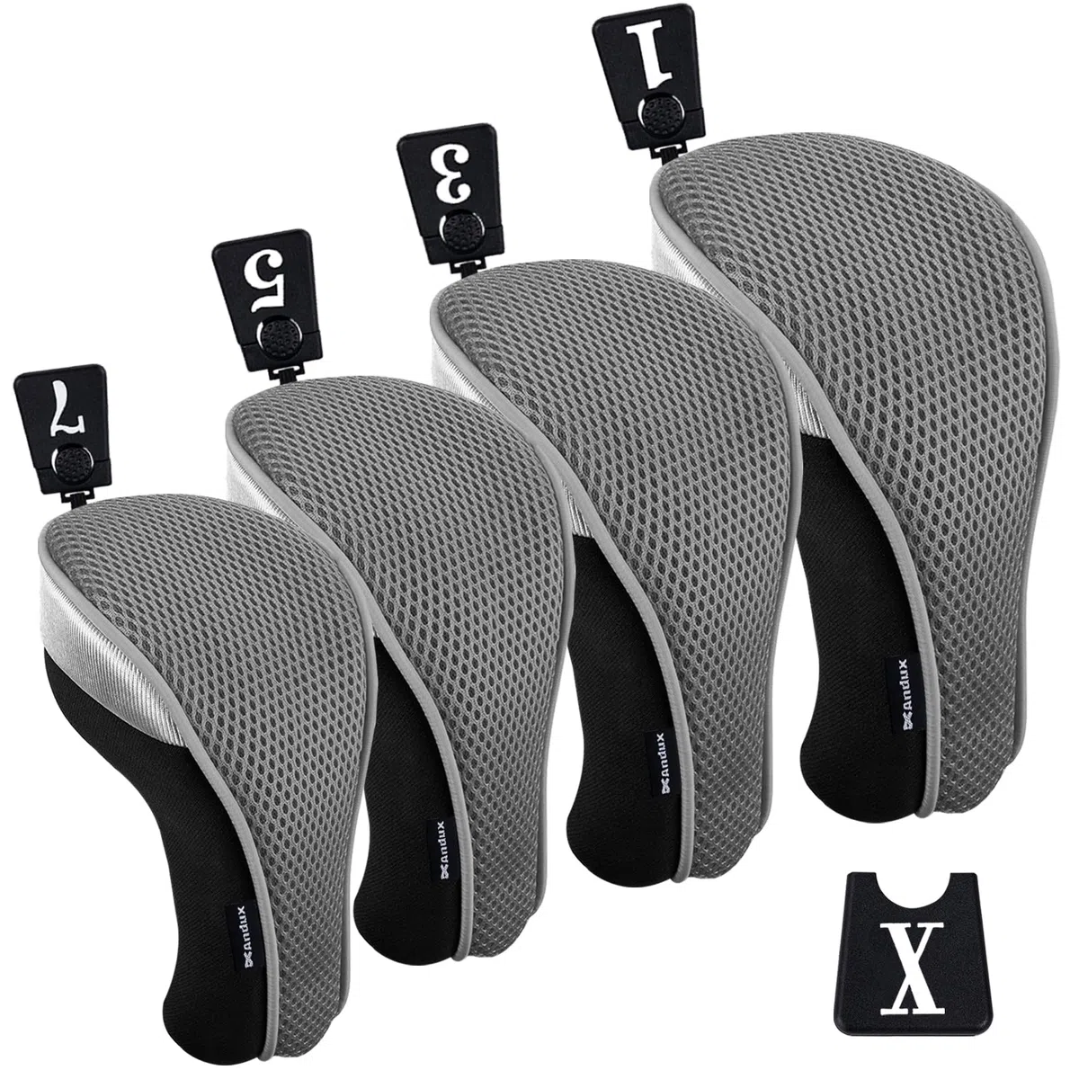 Andux 4 Teile/Satz Golf 460cc Fahrer Fairway Holz Schlägerkopfhauben Grau