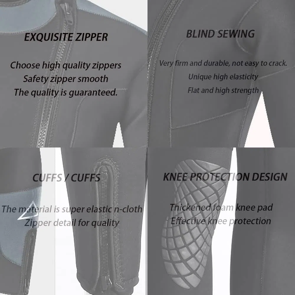 Herren Neoprenanzug, Ultra Stretch 5mm Neopren Einteiliger Warme Sonnencreme Neoprenanzug Frontreißverschluss Für Wassersport Badebekleidung Langarm, Zum Schwimmen/Schnorcheln/tauchen/s, XXL