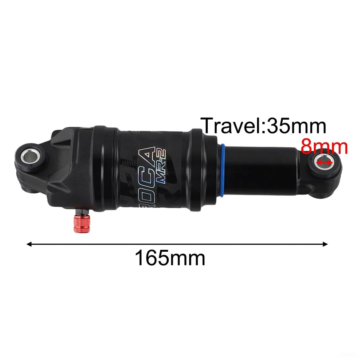 Mountainbike-Luftstoßdämpfer hinten mit Rückprall-Sperrsystem, verstellbare Aluminiumlegierungs-Luftdruckfederung, 125/150/165/190 mm für MTB-Fahrräder (165 mm x 35 mm)