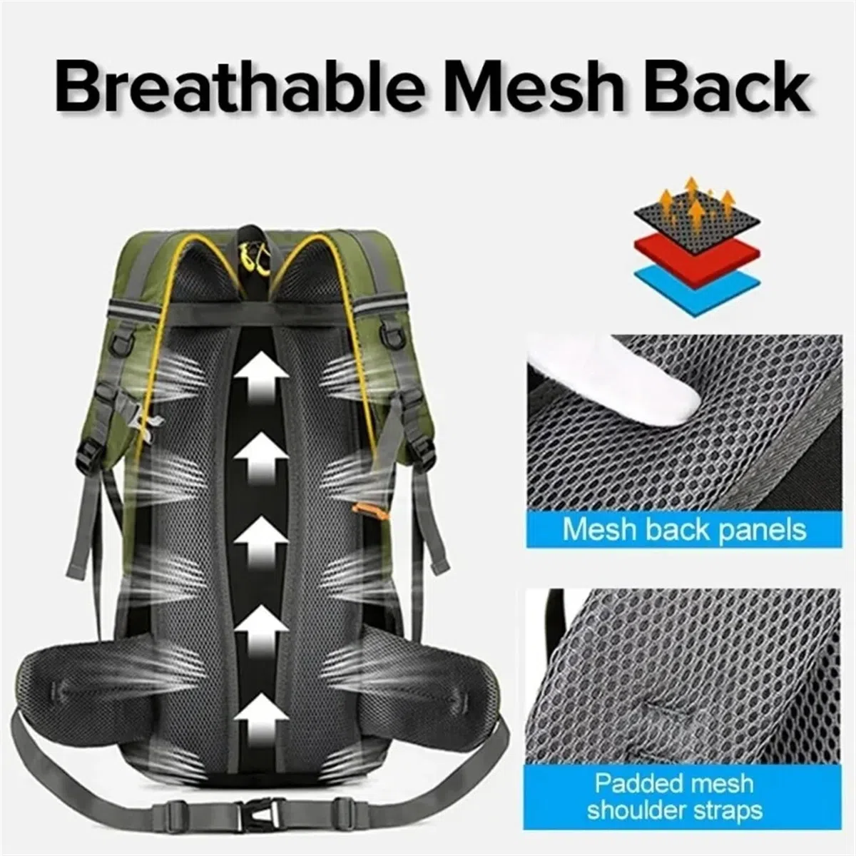 Hohe Kapazität Multifunktionale Wanderrucksack Männer Outdoor Sport Reise Rucksack Tasche Frauen 50L Wandern Klettern Angeln Rucksack