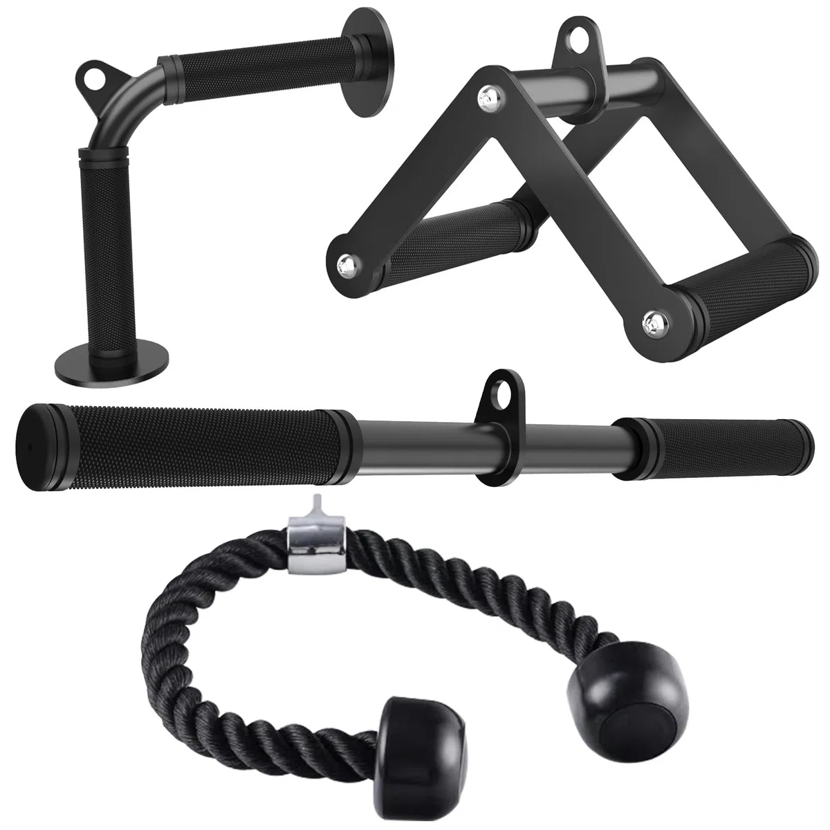 Kabelzug Aufsatz Set, Rutschfester Gummigriff Latzug Zubehör für Seilzugsystem, Kabelzug Griffe Set für Fitnessstudio
