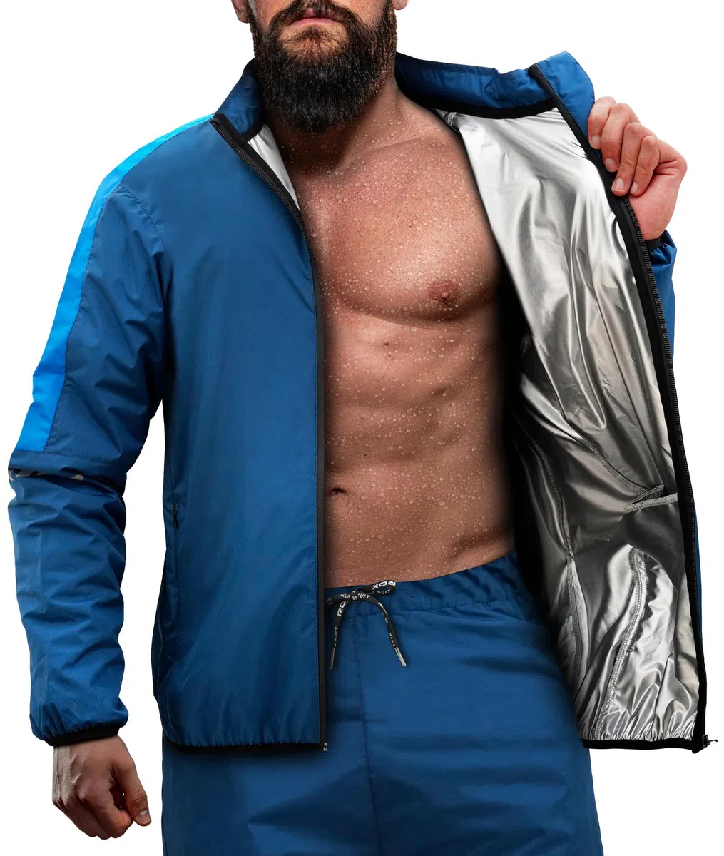 RDX Schwitzanzug Zum Abnehmen, Saunaanzug REACH OEKO TEX 100 ZERTIFIZIERT, Sauna Suit Fitnessanzug Sweatsuit Sportanzug Trainingsanzug Sweatanzug Thermo MMA Boxen Gym Sport Fitness Laufen Herren Damen