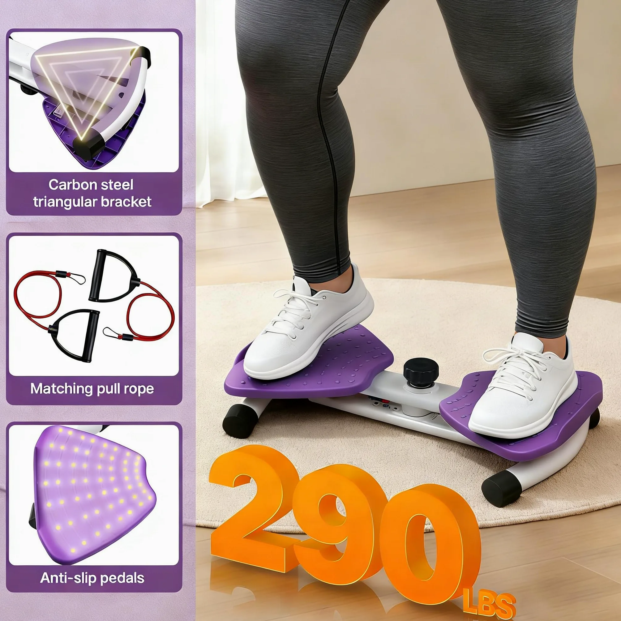 Hüfttwister, Twist board, Waist Twister mit 2 Widerstandsschnüren, Stehendes Bauchübungsbrett Tragkraft 130 KG, Twist Board Abnehmen Geräte für Bauchmuskeltraining und Schlanke Taille