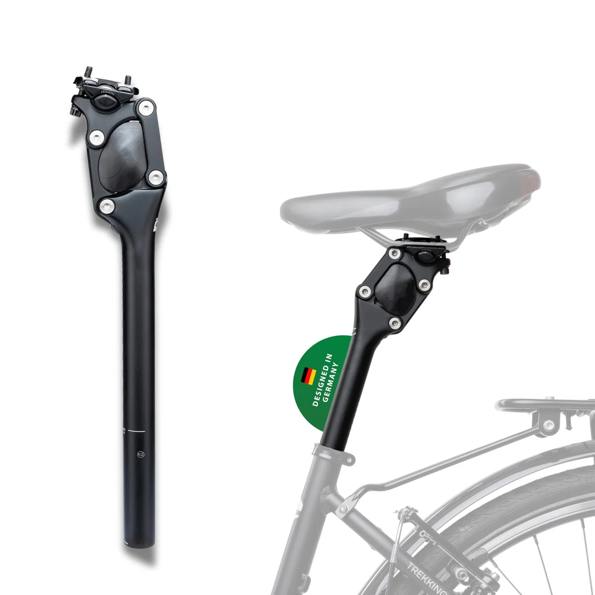 CONTEC Fahrrad-Federsattelstütze SP-060 Slim, Parallelogramm, Aluminium, Komfort für MTB & Citybike, Federung für Rücken-Entlastung, Schwarz