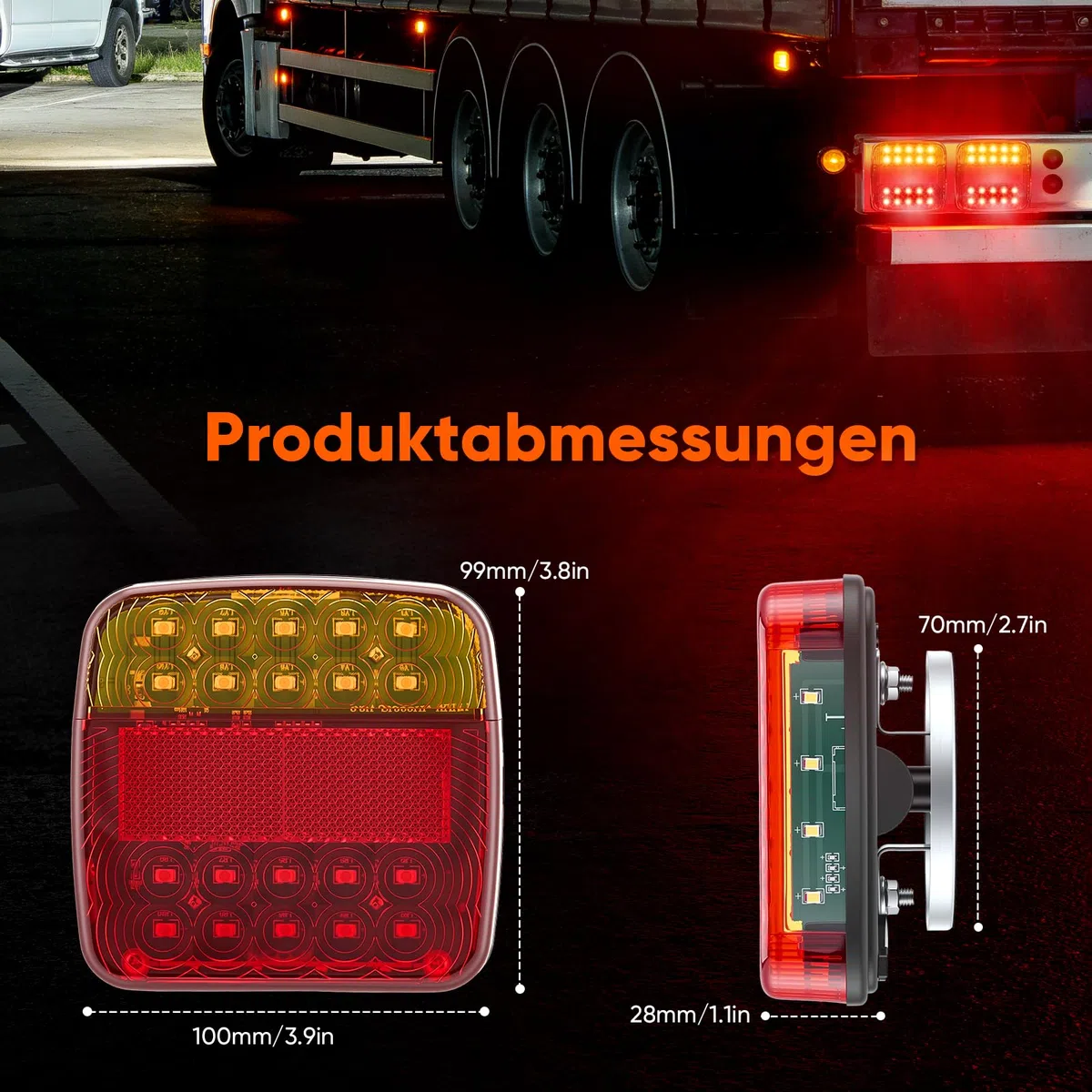 Kabellose LED Anhängerleuchten mit Magnet - 12/24V Drahtloses Rücklicht Set, Wasserdicht & Wiederaufladbar mit USB, Wohnwagen, LKW und Transporter