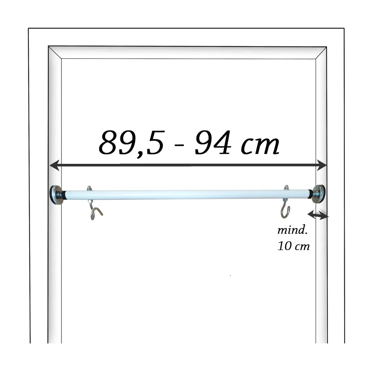 Klimmzugstange - für Türrahmen - mit Haken für Kinderschaukel - Montage ohne Bohren - Reckstange aus Metall - Pull Up Bar - Training-, Fitnessgeräte für Zuhause - Weiß - 90 cm