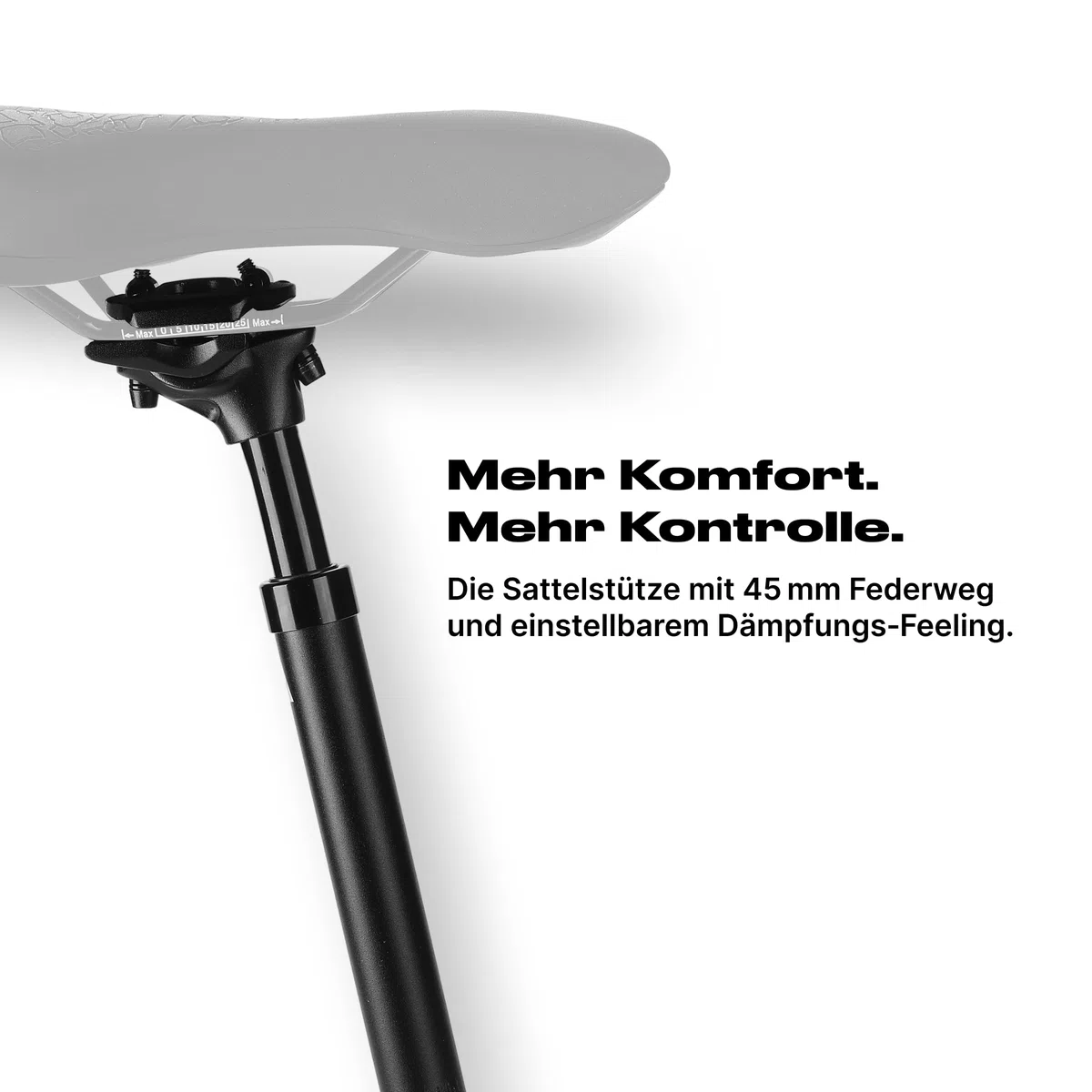 Alpensattel Gefederte Sattelstütze, 6061 Aluminium, 350mm, 27,2mm Durchmesser, 45mm Federweg, 500g, für MTB, E-Bike, Trekking, Gravel, Rennrad