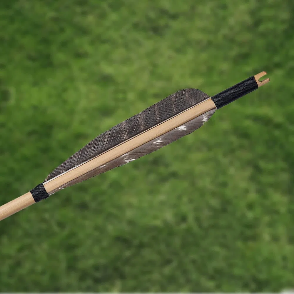 Huntingdoor 12er Holzpfeile mit 5" Naturfedern 31 Zoll Pfeile für Bogenschießen Erwachsene Bogenpfeil in Handarbeit Pfeil für Traditionellen Bogen Recurvebogen