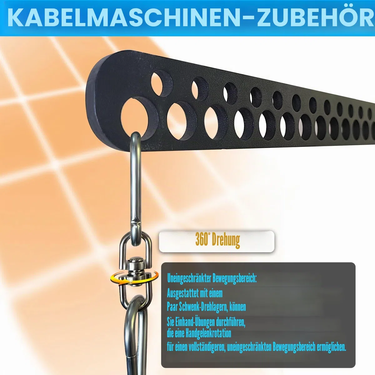 Multi-Grip LAT Pull Down Bar für Home Gym Fitness, Spreizplatte LAT Pulldown Aufsätze für Pulley System Kabelmaschine, Doppel- bis Einzelkabel Befestigung Übungsgriff