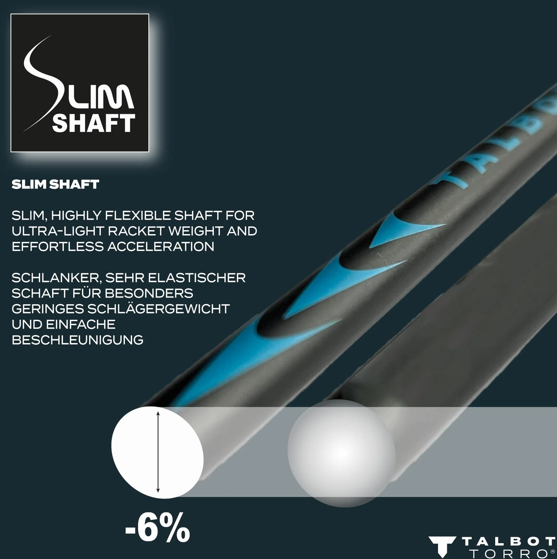 Talbot Torro Badmintonschläger Isoforce 651, 100% Carbon4, leicht und handlich, Verschiedene Designs wählbar